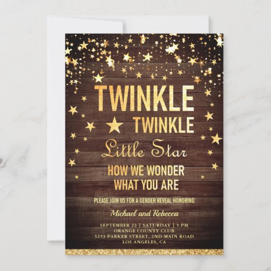 きらきら星のジェンダー発表パーティー 招待状 (正面)