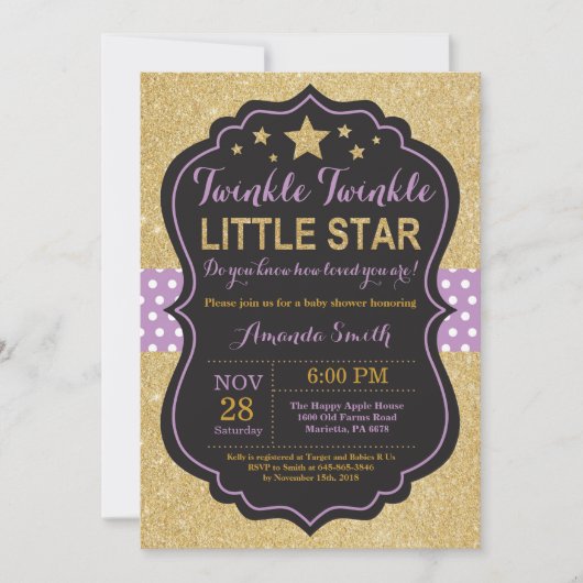 きらきら星のベイビーシャワー招待状 招待状 (正面)
