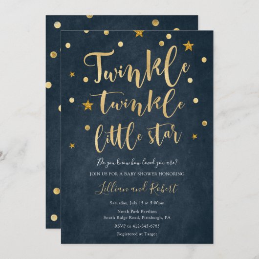 きらきら星のベビーシャワー招待状 招待状 (正面/裏面)