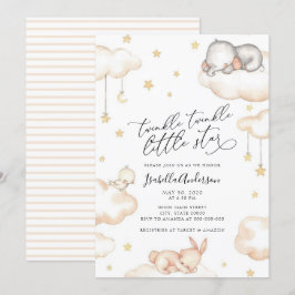 きらきら星の動物 ニュートラル ベビーシャワー 招待状