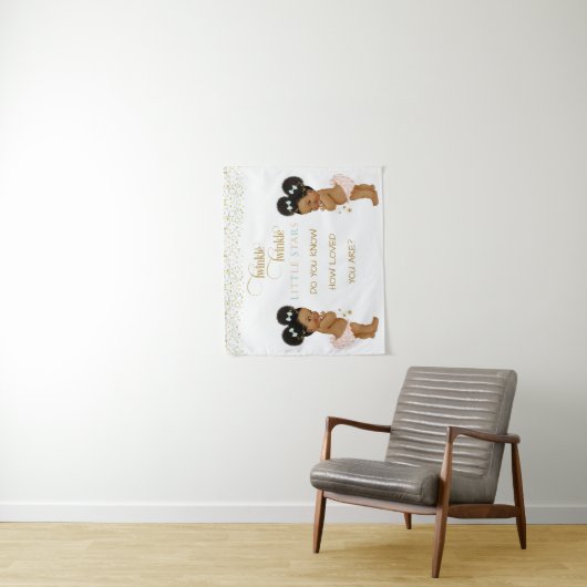 きらきら星の双子の赤ちゃん女の子民族 タペストリー (インサイチュ)