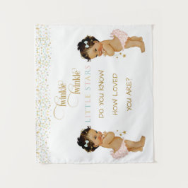 きらきら星の双子の赤ちゃん女の子民族 タペストリー