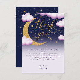 きらきら星の女の子1歳の誕生日お礼カード サンキューカード