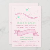 きらきら星の小さなスター  新生児のミート＆グリート 招待状 (正面/裏面)