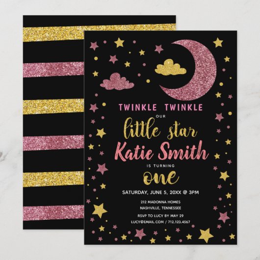 きらきら星の誕生日 招待状 (正面/裏面)