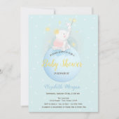 きらきら星の象さん 星,青い点のベビーシャワー 招待状 (正面)