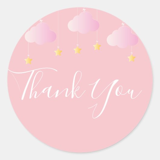 きらきら星の赤ちゃんシャワー ピンク ラウンドシール (正面)