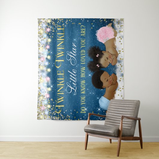 きらきら星の赤ちゃん歓迎会の背景 タペストリー (インサイチュ)