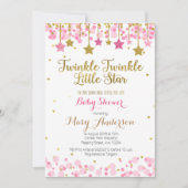 きらきら星の赤ちゃん歓迎会招待状 ガール 招待状 (正面)