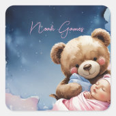 きらきら星の赤ちゃん男の子ステッカー スクエアシール (正面)