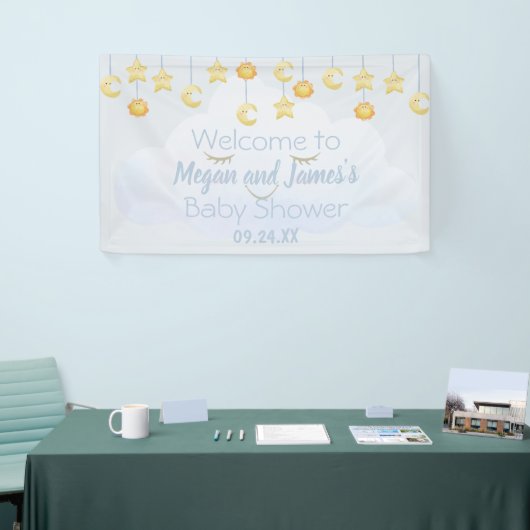 きらきら星の雲の赤ちゃんシャワー 横断幕 (トレードショー)
