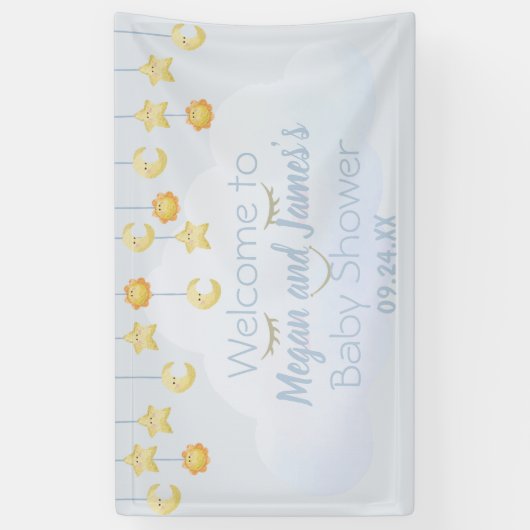 きらきら星の雲の赤ちゃんシャワー 横断幕 (縦)