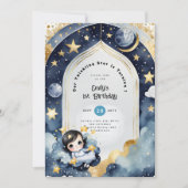 きらきら星 お誕生日おめでとう 赤ちゃん歓迎会 女の子 招待状 (正面)