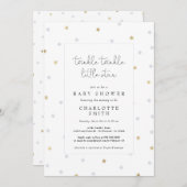 きらきら星 エレガント ベビーシャワー グレー ゴールド 招待状 (正面/裏面)