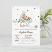 きらきら星、テディベア ムーンスター ベビーシャワー 招待状 (スタンド正面)