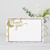 きらきら星 ラベンダー＆ゴールド お礼カード 招待状 (スタンド正面)