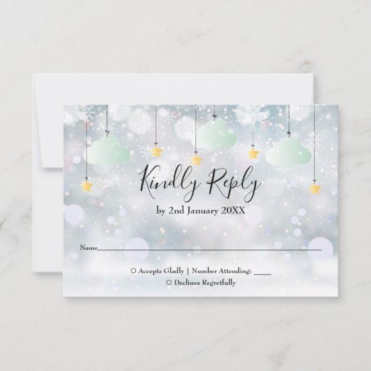 きらきら星　性別問わず楽しめる冬のベイビーシャワー 出欠カード (正面)