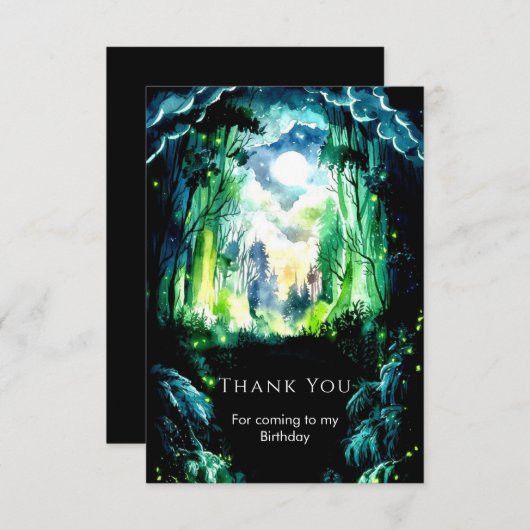 きらきら森の木の誕生日 サンキューカード (正面/裏面)