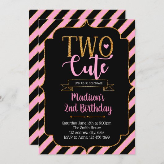 きらきら私たち２人のかわいいパーティー招待状 招待状 (正面/裏面)