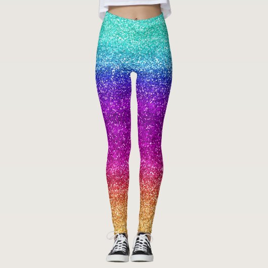きらきら虹色のグラデーションラメ レギンス (正面)