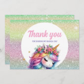 きらきら虹色のユニコーンの魔法 サンキューカード (正面/裏面)