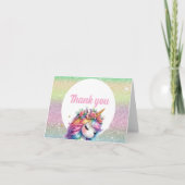 きらきら虹色のユニコーン魔法のような サンキューカード (正面)