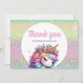 きらきら虹色のユニコーン魔法のような サンキューカード (正面)