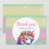 きらきら虹色のユニコーン魔法のような サンキューカード (正面/裏面)