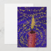 きらきら赤いろうそく青い背景のホリデーカード シーズンカード (正面/裏面)