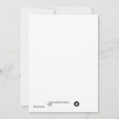 きらきら赤いスクリプトと青い星のホリデー写真カード シーズンカード (裏面)