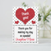 きらきら赤いハートのスイートハート 誕生日おめでとう どんな年齢にも サンキューカード (スタンド正面)