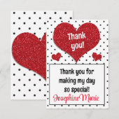 きらきら赤いハートのスイートハート 誕生日おめでとう どんな年齢にも サンキューカード (正面/裏面)