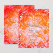 きらきら輝くクラウン グラデーション オレンジ ピンク 誘導 招待状 (正面/裏面)