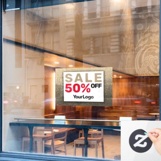 きらきら輝くグリッター セール サイン 小規模ビジネスオーナー ウィンドウサイン (カフェ窓)