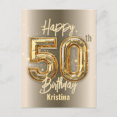 きらきら輝くゴールドとダイヤモンドの50歳の誕生日 ポストカード (正面)