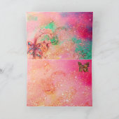 きらきら輝くゴールドの蝶　ピンクとグリーンとターコイズブルー カード (内部)