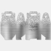 きらきら輝くシルバーの豪華なスイート16 フェイバーボックス (見開き)