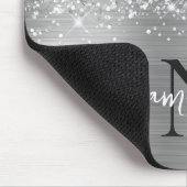 きらきら輝くシルバーグレイの豪華なモノグラム マウスパッド (コーナー)