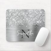 きらきら輝くシルバーグレイの豪華なモノグラム マウスパッド (マウス)
