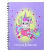 きらきら輝くユニコーンが本を読む ノートブック (正面)