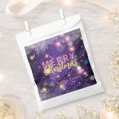 きらきら輝く紫の冬のワンダーランド　楽しいクリスマスを！ フェイバーバッグ (クリップ留めされた状態)