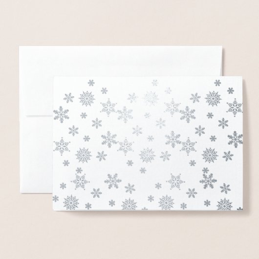 きらきら輝く銀の雪の結晶 箔カード (封筒付き正面)