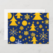 きらきら雪の結晶とツリーのフェスティバルカード シーズンポストカード (正面/裏面)