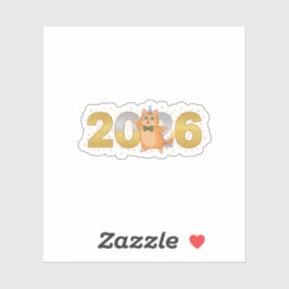 きらきら2026猫 ゴールド＆シルバーお正月ナンバー シール