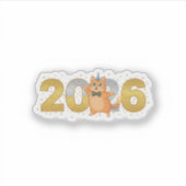 きらきら2026猫 ゴールド＆シルバーお正月ナンバー シール (正面)