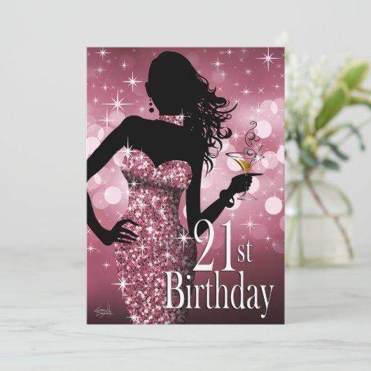 きらきら21きらきら光る歳の誕生日を迎える|マウス 招待状 (スタンド正面)