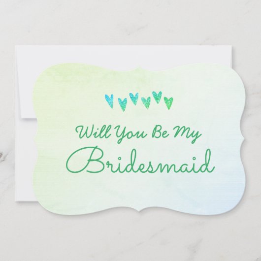 きらきら グラデーション ハート あなたは私のブライズメイドになってくれますか 招待状 (正面)