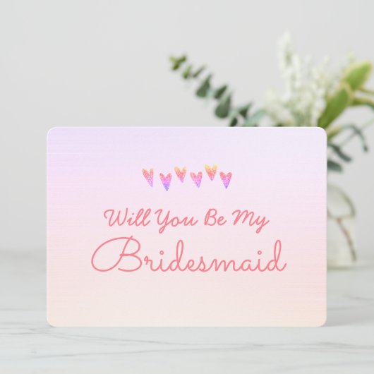 きらきら グラデーション ハート あなたは私のブライズメイドになってくれますか 招待状 (スタンド正面)
