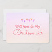 きらきら グラデーション ハート あなたは私のブライズメイドになってくれますか 招待状 (正面)