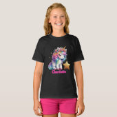 きらきら ユニコーン マジカル スター キッズ ブラック Tシャツ (正面フル)